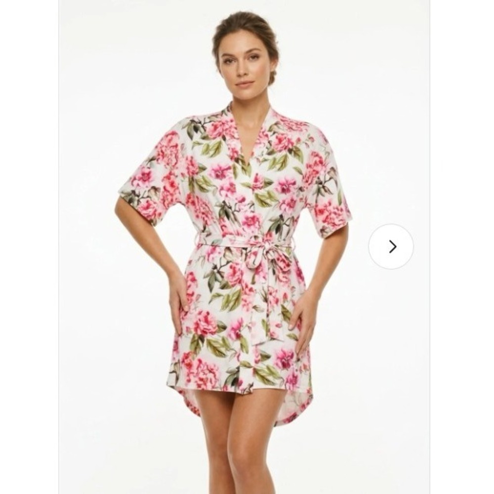 Show Me Your Mumu Brie Robe Garden of Blooms Pink Bridal Kimono Wrap OS One Size